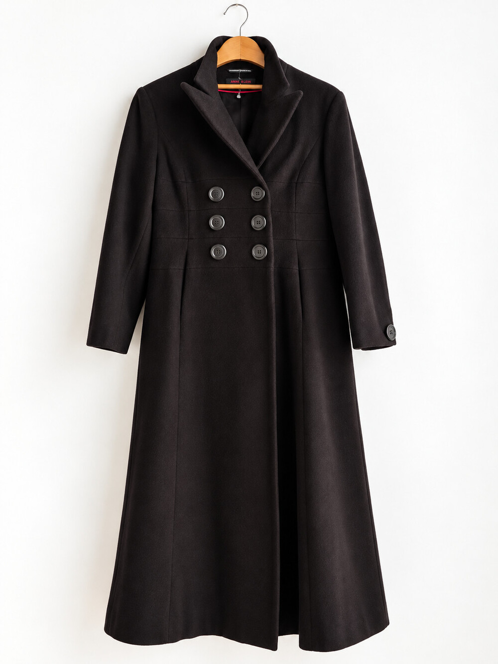 Vintage Anne Klein Chocolate Brown 100% Wool Maxi Coat M - Picture 2 of 5